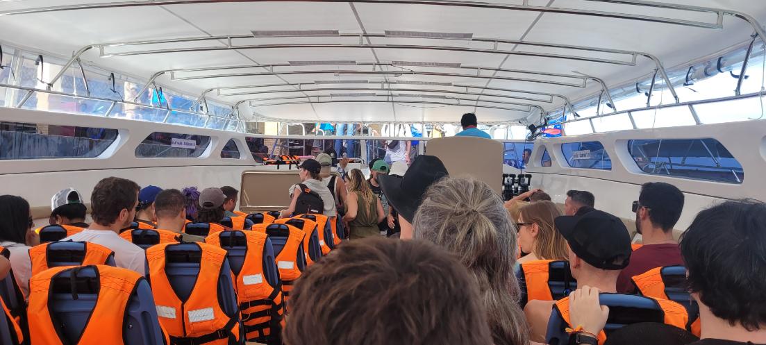 The Koh Lipe to Koh Lanta Speedboat The Koh Lipe to Koh Lanta Speedboat. Ferring passengers between the 2 islands. Life jackets and a cover to protect from the weather are in the picture.